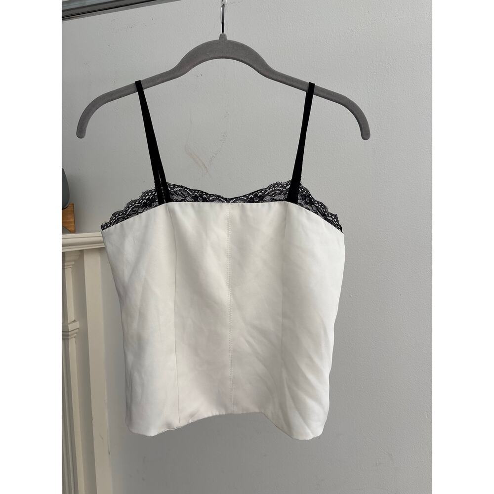White Satin Lace Trim Cami Top Women’s
Adjustable Straps Y2K Minimalist - Picture 7 of 9